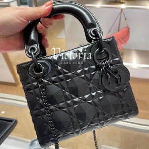 dior迪奥女包lady四格戴妃包三格磨砂钻石菱格纹链条包单肩手提包