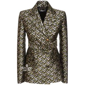 versace范思哲女士logo印花双排扣西装外套21秋冬正品代购1001726