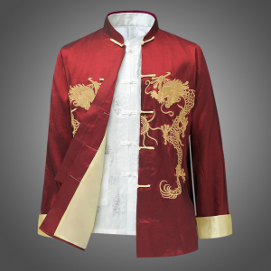 唐装男中老年春秋外套中国风刺绣爸爸装夹克老人爷爷生日过寿衣服