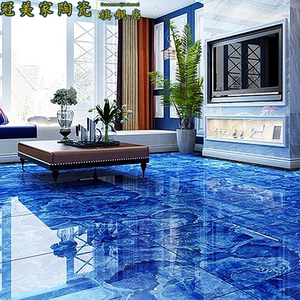 佛山蓝色海洋瓷砖客厅800x800地砖全抛釉仿大理石地板砖背景墙