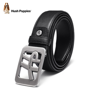 暇步士皮带男士高档头层牛皮平滑扣头裤带黑色休闲简约腰带真皮