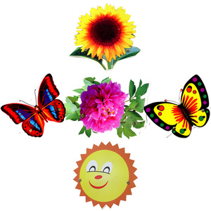 三只蝴蝶表演道具动物头饰 幼儿园儿童游戏面具 太阳小学教学卡片