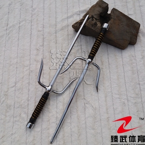铁尺兵器 双铁尺 短叉 武术浪人叉 十手 钢叉 忍者叉 未开刃