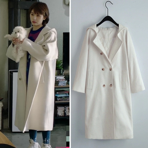 了不起的儿科医生焦佳人王子文同款衣服女冬季中长款毛呢连帽外套