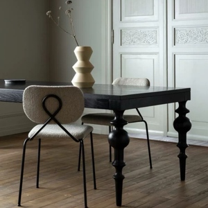 法式复古实木餐桌家用客厅长条桌美式原木大板书桌中古洽谈工作台