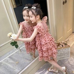 女童波点连衣裙夏装2024新款韩版儿童夏季裙子网红洋气雪纺蛋糕裙