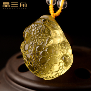 天然黄水晶三足金蟾吊坠招财蟾蜍项链男女开运护身符挂坠挂件饰品