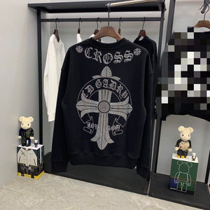 20早秋潮牌正确版ch克罗心马蹄花十字架烫钻卫衣男女情侣同款长袖