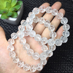 天然白水晶莲花手链 巴西进口水晶雕刻手串饰品礼物