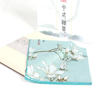 明代白玉兰桑蚕丝礼盒装真丝小方巾丝巾礼品文创博物馆中国风复古