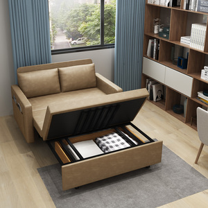 书房小沙发床科技布办公室可折叠双人两用多功能小户型可收纳睡觉