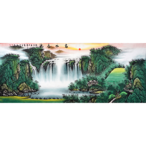 李建忠 著名山水画家臻藏级纯手绘国画《富水长流》