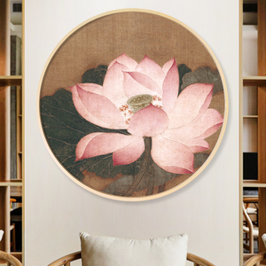 中国风荷花圆形画