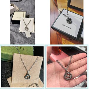 21新款古奇gucci吊坠古驰项链interlocking 双g代购情侣纯银做旧