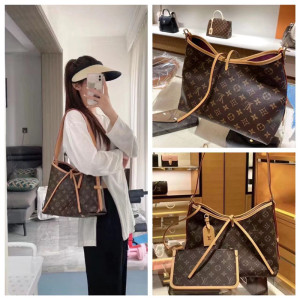 代购lv路易威登女包新款老花carryall小号子母包购物袋单肩斜挎包