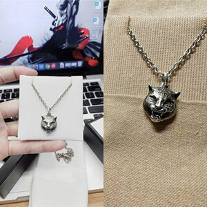 gucci古驰古奇项链老虎头牛头狼头王一博同款吊坠毛衣链男女情侣