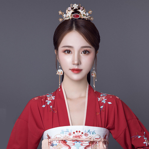 汉服头饰古风发饰简约发冠古代超仙头冠流苏后压全套古装配饰品女