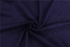 深紫色带横条亮丝全毛粗纺粗花尼面料 小香套装粗花呢布料
