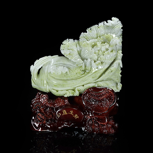 蓝田玉白菜摆件百财如意客厅玄关风水摆设店铺开业乔迁礼品工艺品