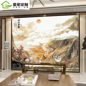 山水画瓷砖风景客厅