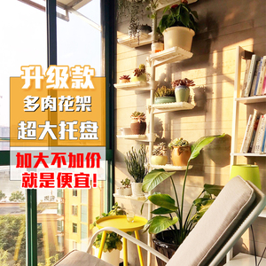 阳台多肉花架顶天立地花架伸缩杆家用室内室外飘窗铁艺小型置物架