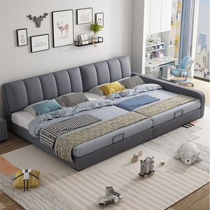 榻榻米床超大二三胎科技布亲子床3米主卧布艺床拼接加宽床架子床