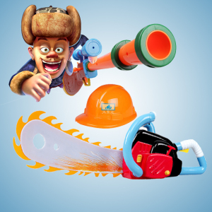 光头强玩具熊出没之电锯套装油锯枪探险日记男孩帽子方特正版声光