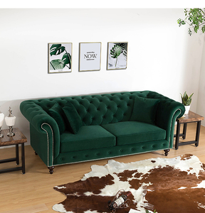 欧式轻奢北欧丝绒墨绿色布艺小户型影楼美容院沙发奢华型软包定制