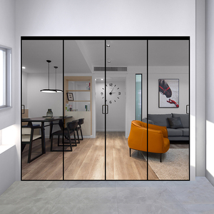 三联动厨房阳台推拉门超窄边框意式极简中空滑门玻璃移门隔断定制