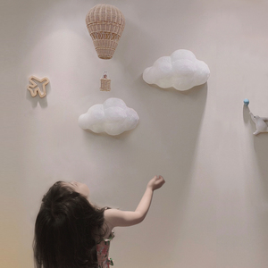 云朵造型壁灯创意棉花卡通装饰可爱男女孩儿童房免接线卧室床头灯