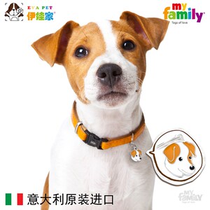 棕白色杰克罗素梗狗牌意大利进口myfamily宠物身份牌定制刻字挂牌