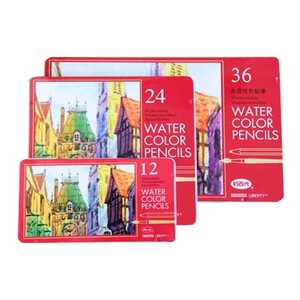 包邮利百代LIBERTY水溶性彩色铅笔金属盒装12色24色36色水溶彩铅