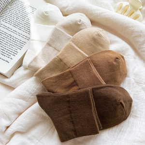 棕色袜子女春秋短款简约纯色低帮运动吸汗透气henny rue短袜