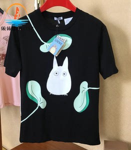 loewe 罗意威21春夏龙猫合作款荷叶动物图案圆领短袖 t恤男上衣女