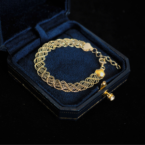 花礼珠宝 18k金镇店款质感蕾丝宽版手链女