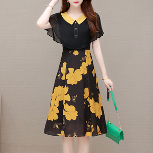 雪纺连衣裙长款大花气质