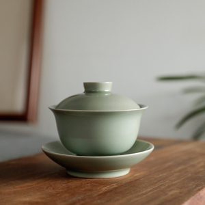 001人付款淘宝素直清可轩古青如意三才盖碗190ml景德