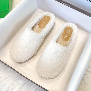 2021新款毛毛拖鞋女外穿秋冬季加绒羊羔毛半拖鞋休闲厚底毛毛鞋女