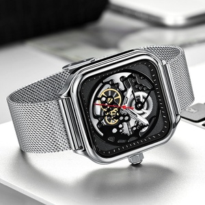 瓦格男士商务镂空夜光手表精钢2021新款石英防水腕表时尚男表