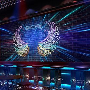 天使之翼翅膀壁纸酒吧3d个性墙布抖音直播背景图网红打卡拍照墙纸