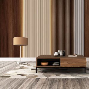 原木风装修木饰面壁纸卧室床头仿实木护墙板背景墙布男装直播墙纸