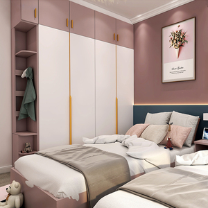 欧铂丽女孩房整体衣柜定制全屋定制衣帽间柜子组合榻榻米定制装修