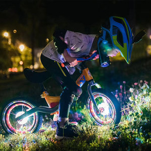 儿童平衡车花鼓灯自行车夜行车轮灯轮胎夜骑单车骑行迪卡侬尾前灯