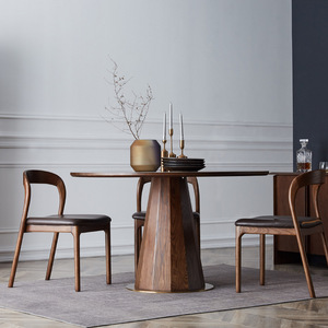 北欧家用实木圆餐桌现代圆形洽谈桌圆桌简约餐厅原木大圆桌咖啡桌