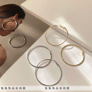 【不褪色不过敏】钛钢保色时尚设计感光面圆圈极简素面大圈圈耳环