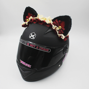 头盔装饰品创意红黑猫耳朵发带装饰摩托车骑士机车头盔配件通用款