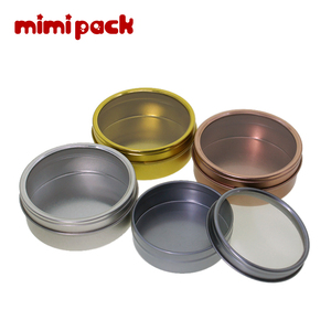 mimipack马口铁糖果盒 扁平开窗圆形滑盖两片罐 食品铁盒 组合装