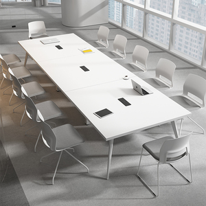 00100人付款天猫白色会议桌简约现代长条桌小型会议室桌椅组合长方形