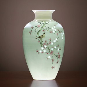 景德镇陶瓷器花瓶中式大师手绘粉彩家居客厅插花摆件轻奢高级感