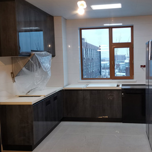 曲庭e0环保高光亚克力pet橱柜门板定制超晶云石板烤漆玄关实木门